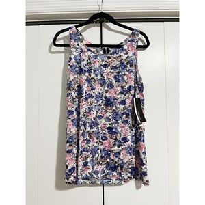 Relativity Floral Faux Back Zipper Large Tank Top